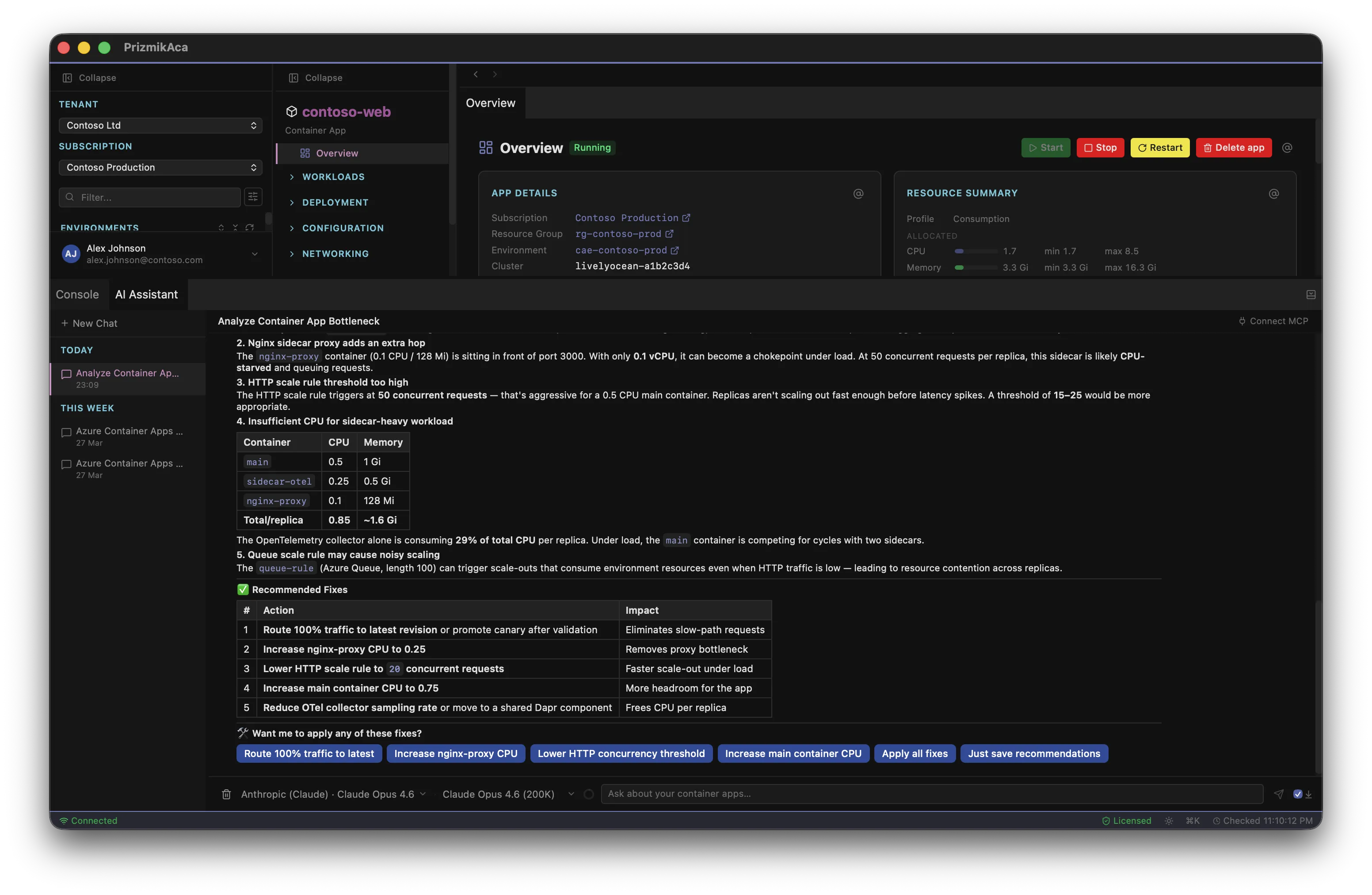 Prizmik AI assistant executing tools with batch confirmation