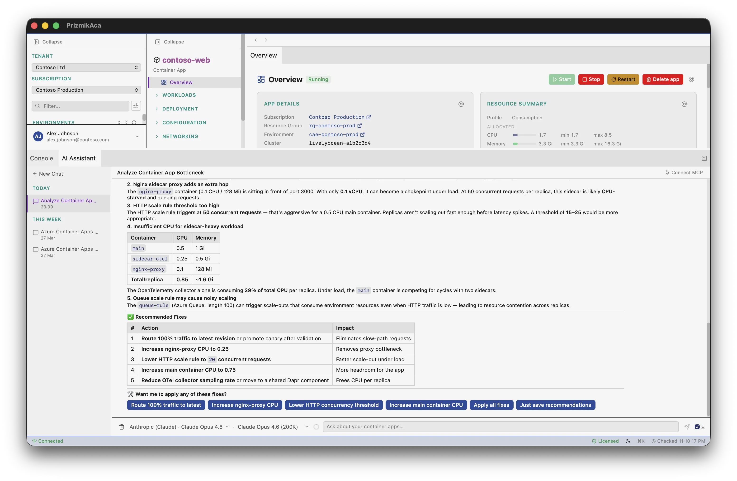 Prizmik AI assistant executing tools with batch confirmation