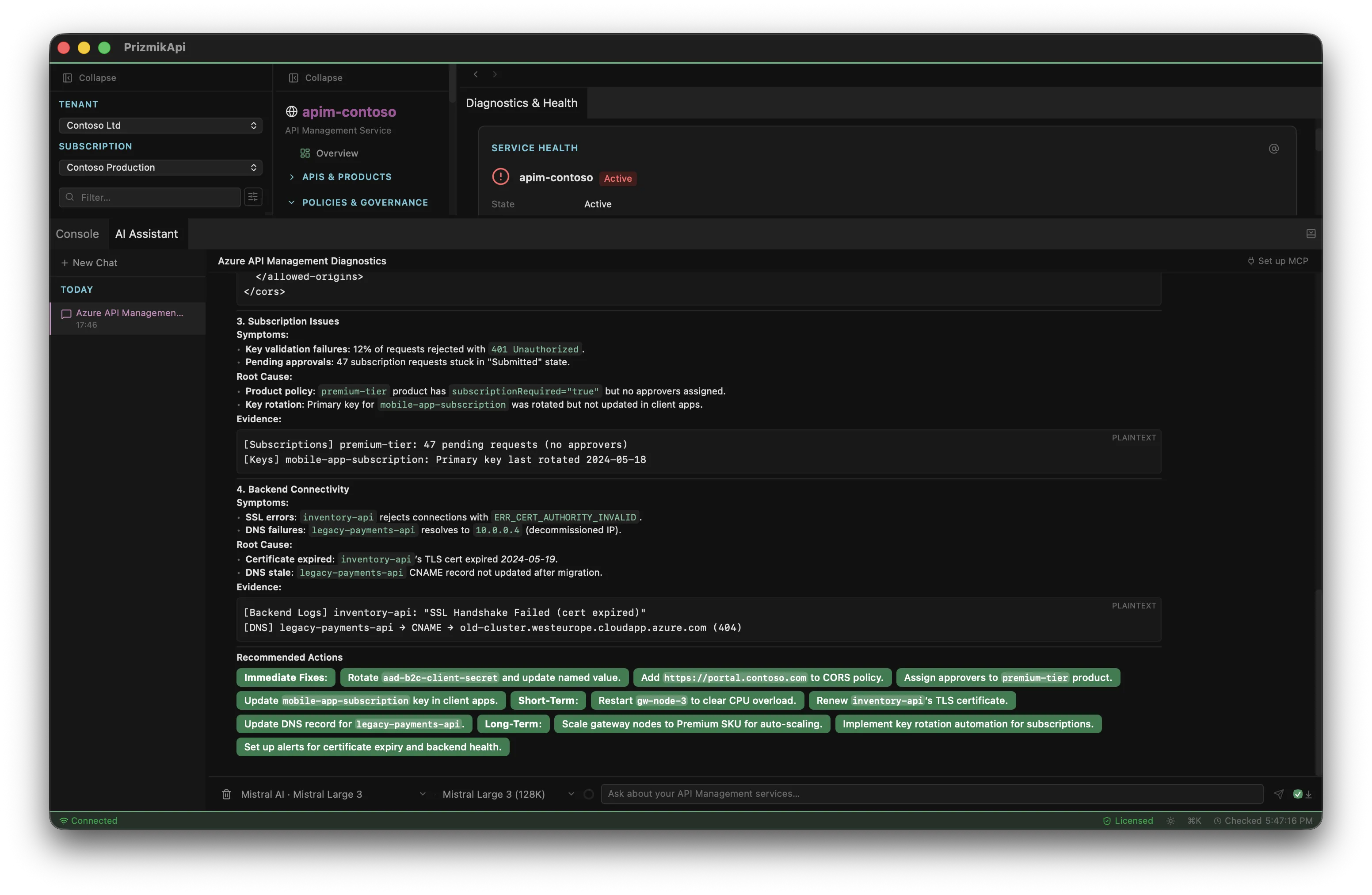 PrizmikApi — AI assistant panel