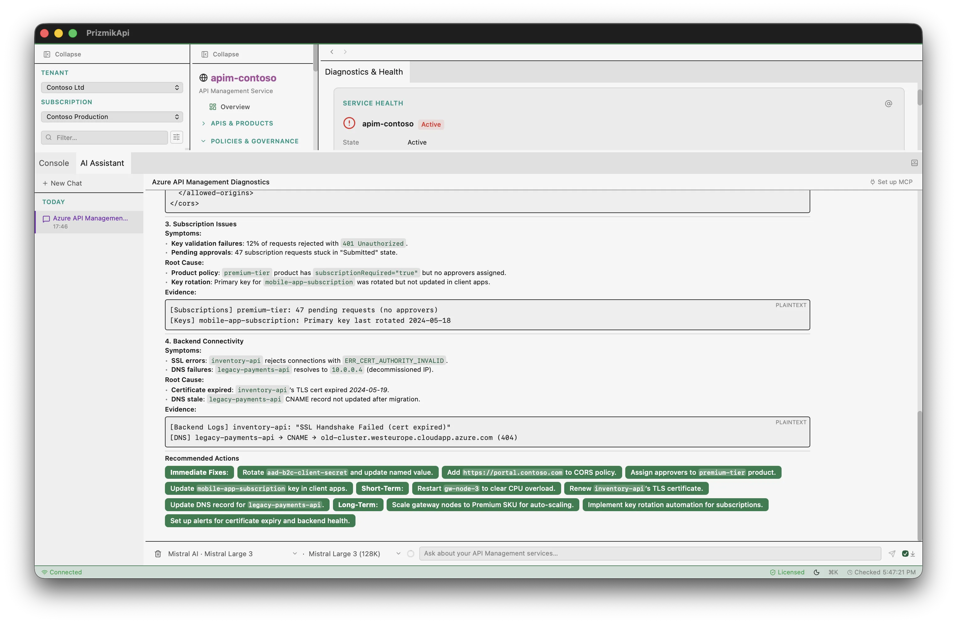 PrizmikApi — AI assistant panel