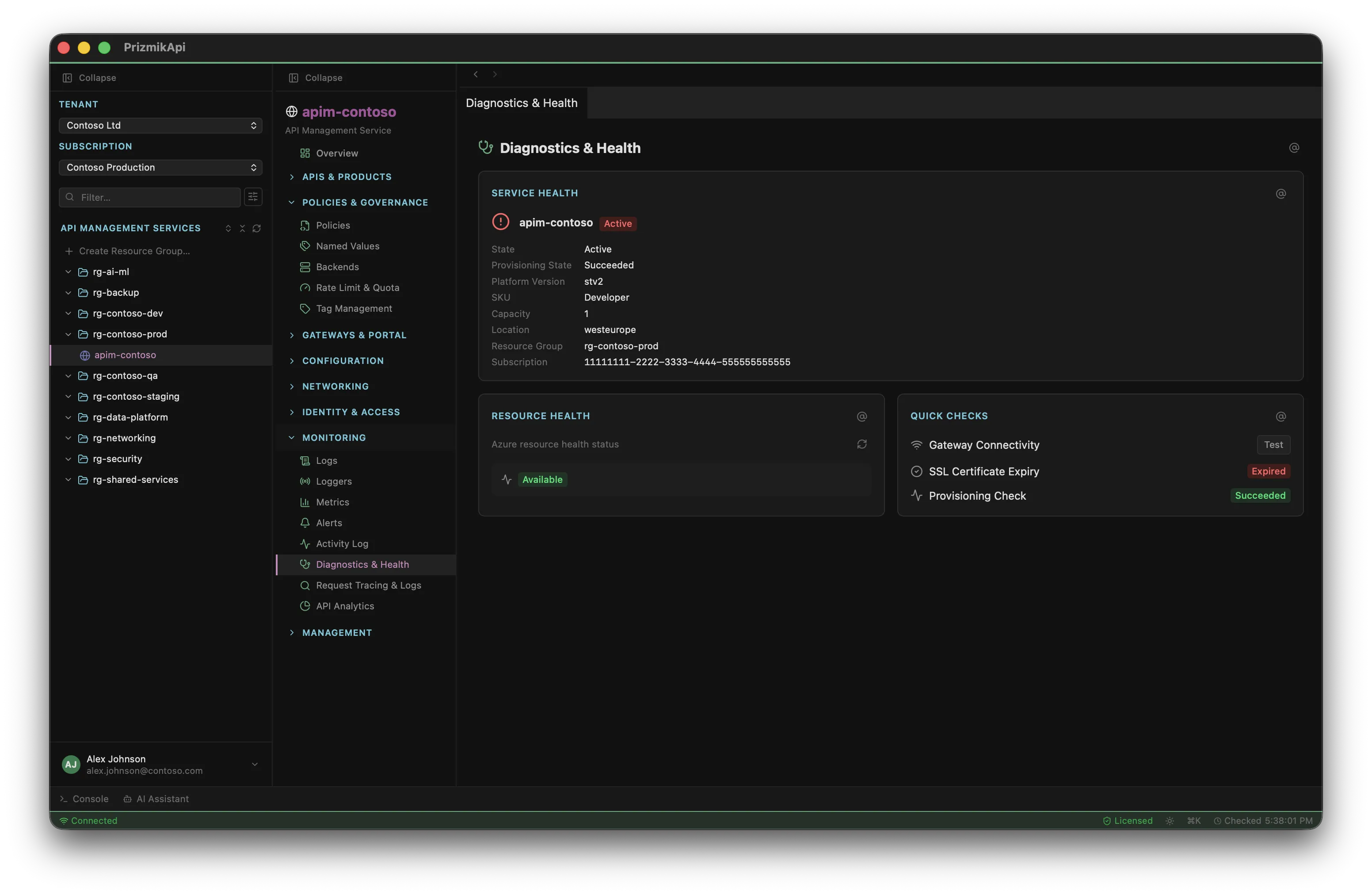 PrizmikApi — Gateway health and SSL checks