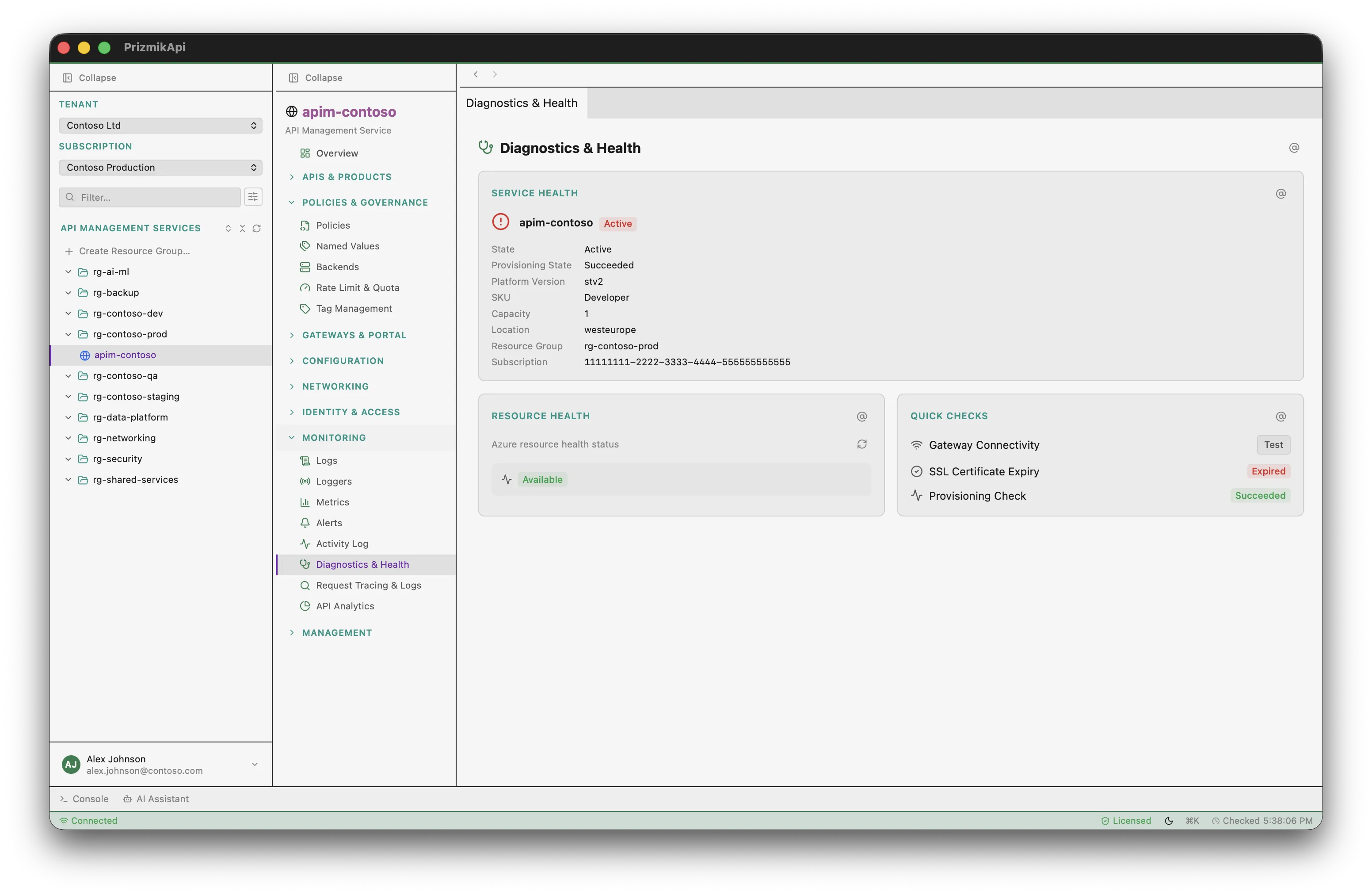 PrizmikApi — Gateway health and SSL checks