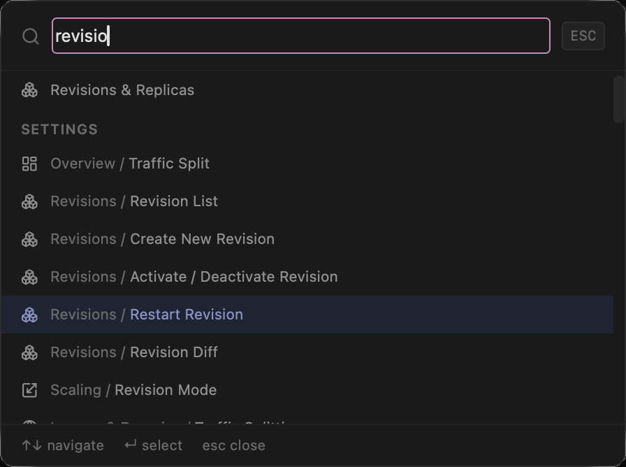 PrizmikAca — Command palette with fuzzy search across apps, panels, and actions