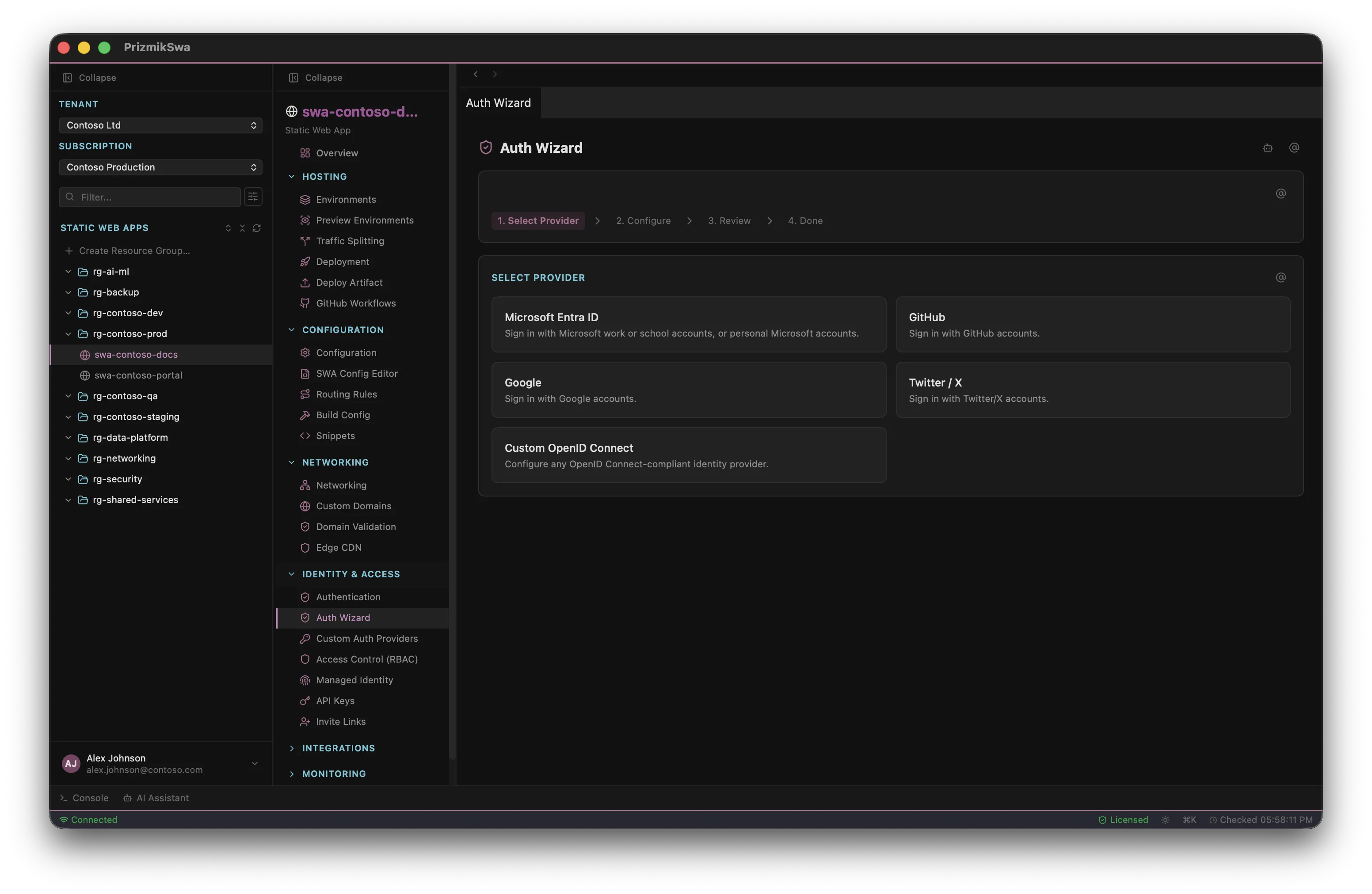 PrizmikSwa — Authentication setup wizard