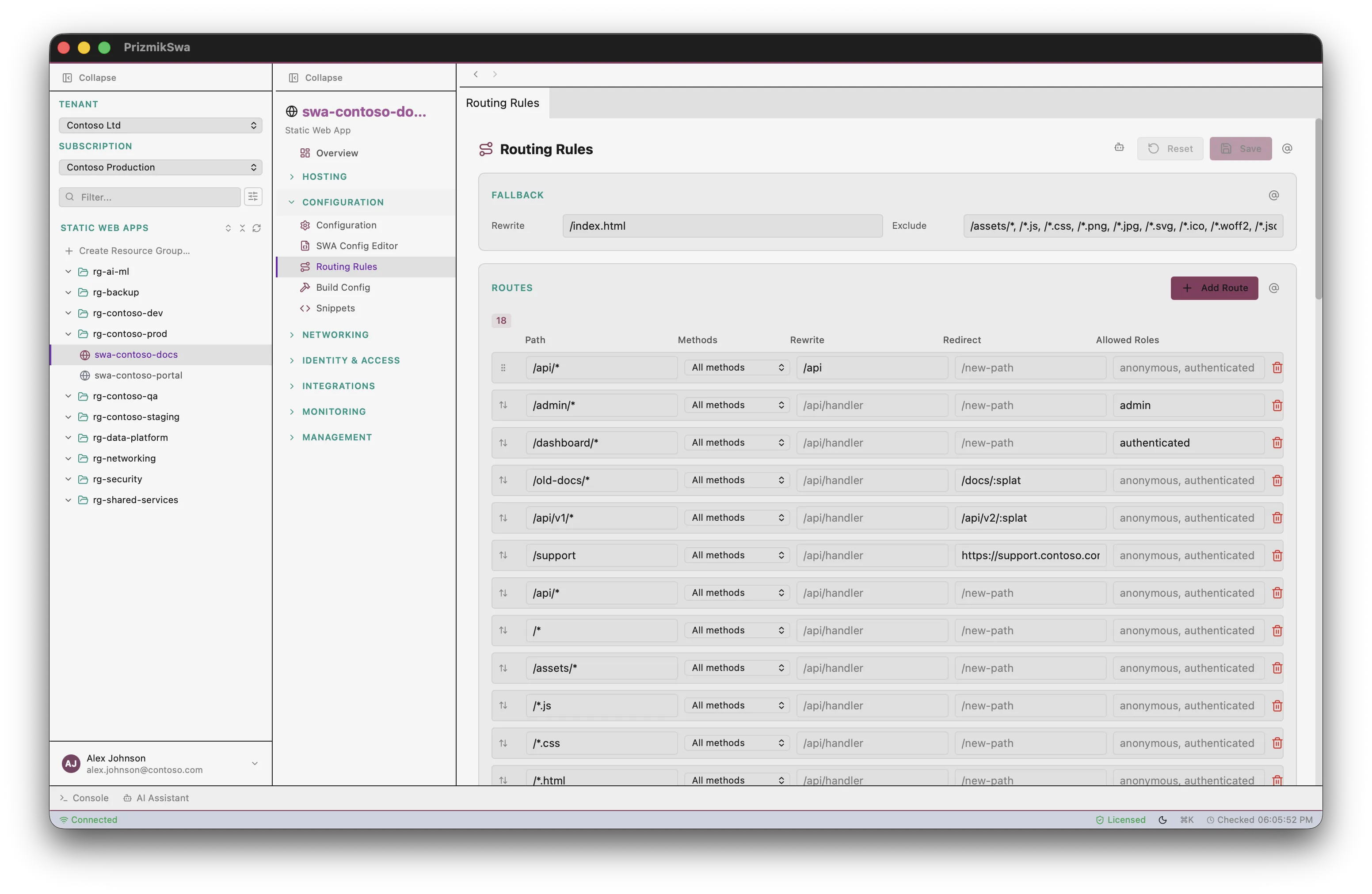 PrizmikSwa — Visual routing rules editor